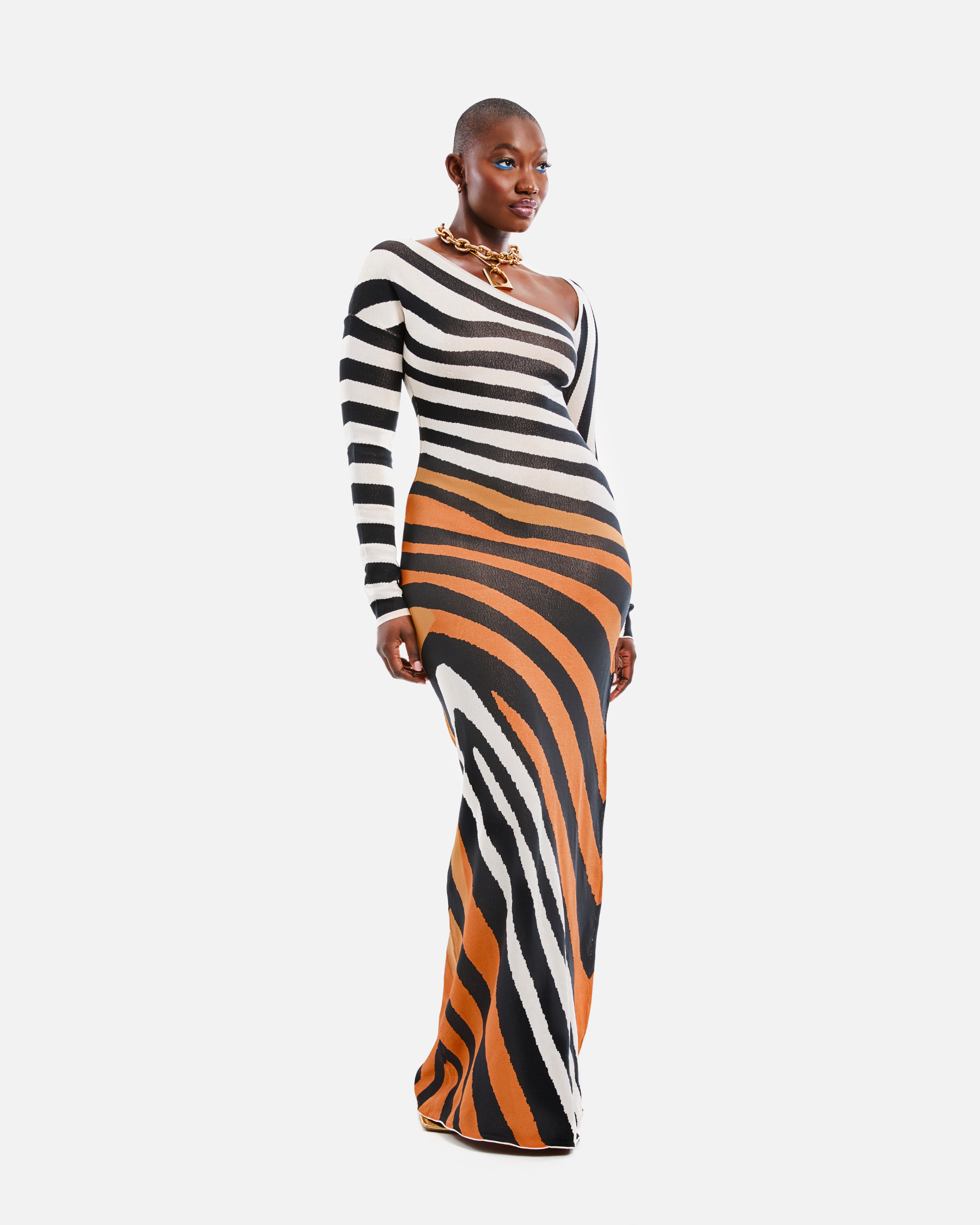 Nina Striped Dress II Vionna print/ peach / L Nina Striped Dress II Vionna print/ peach / L