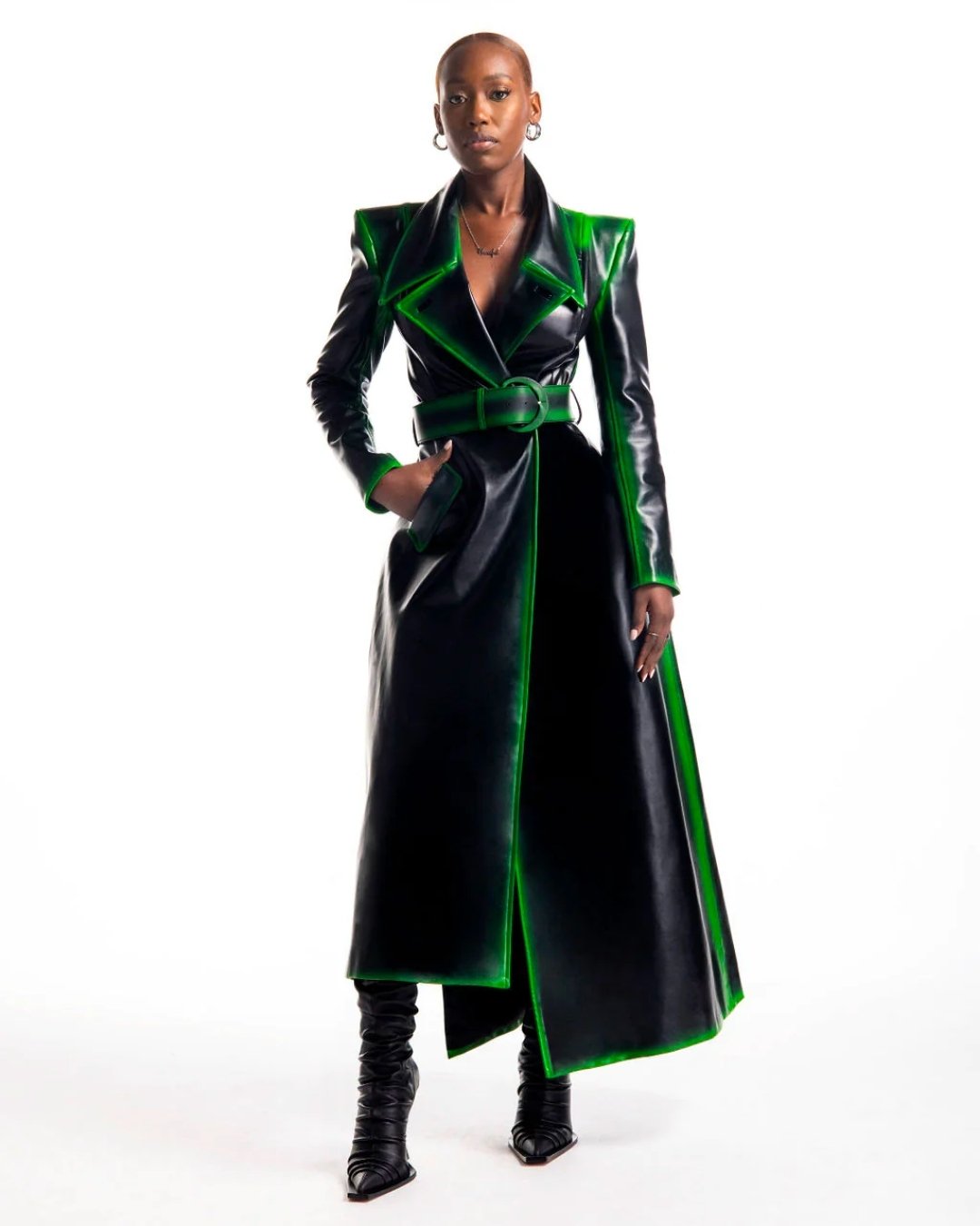 Zahra Faux Leather Coat Sample – Hanifa