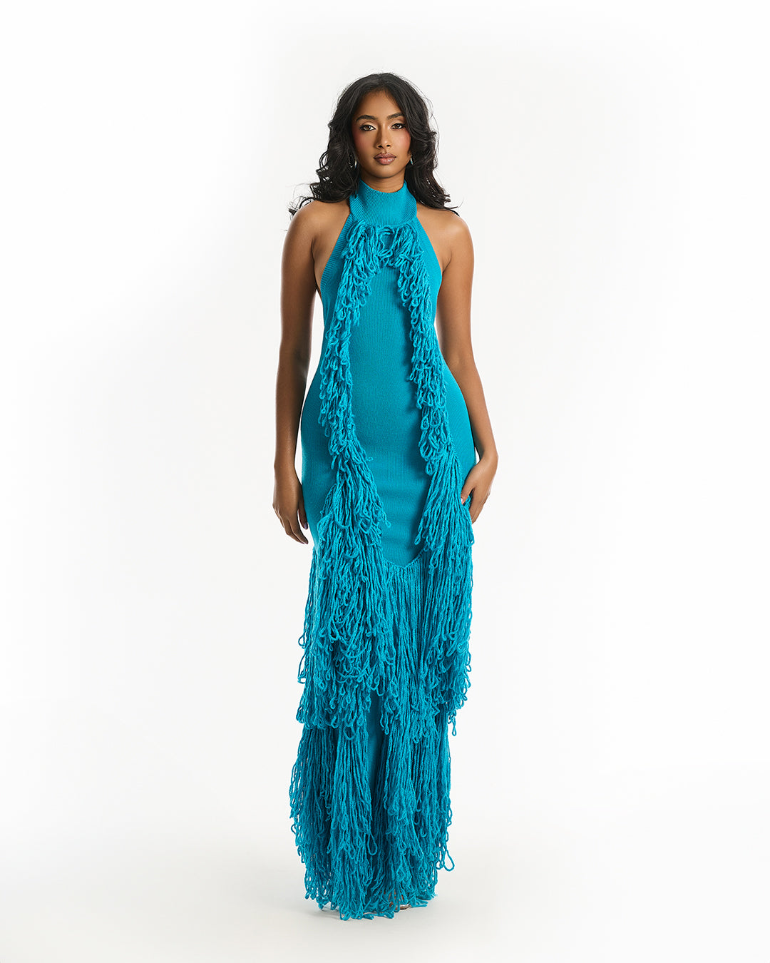 Mina Tassel Knit Gown XS / Ocean Blue Mina Tassel Knit Gown XS / Ocean Blue