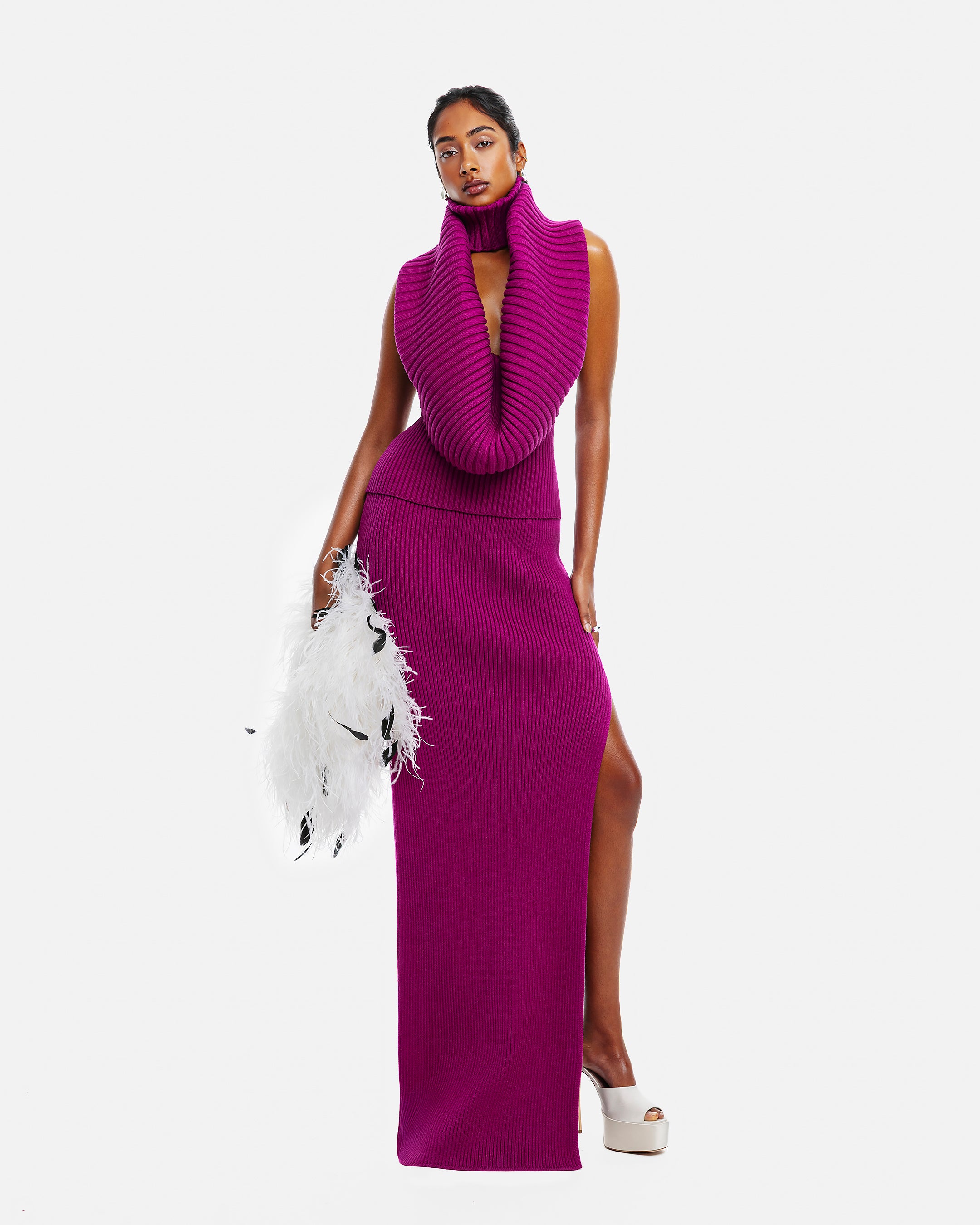 Elara Knit Skirt Set Magenta / 3XL Elara Knit Skirt Set Magenta / 3XL