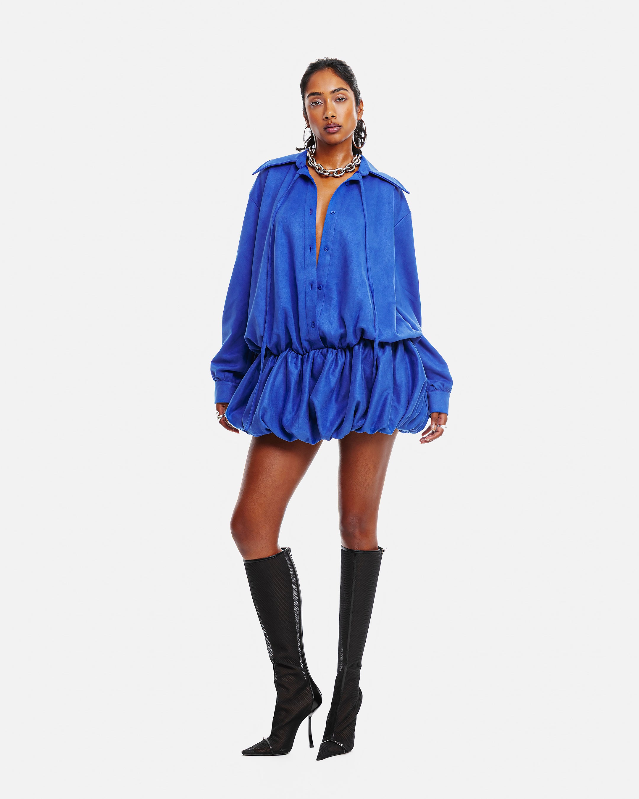 Tia Bubble Shirt Dress II French Blue / 2XL