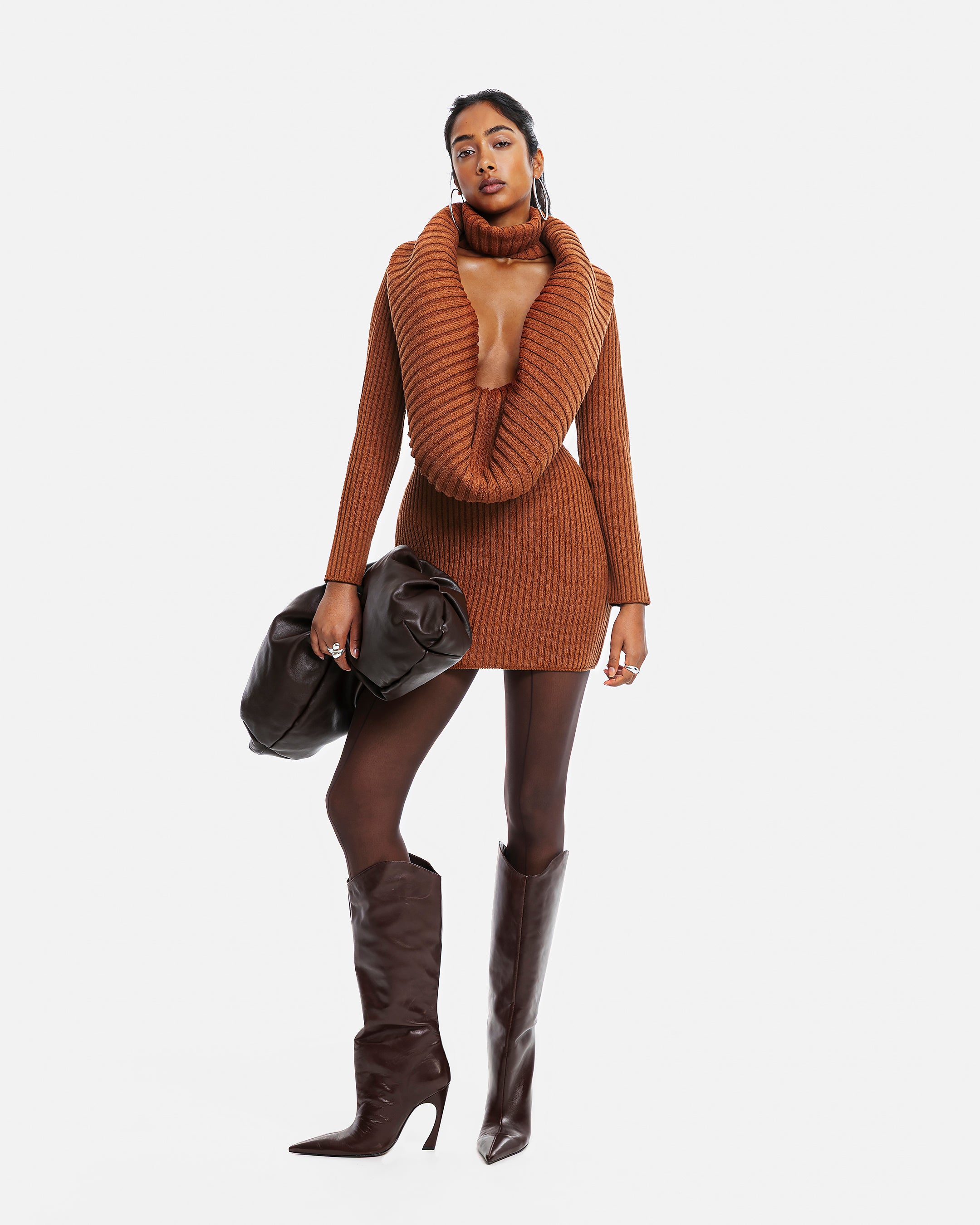 Elara Knit Mini Dress Chestnut / 1XL Elara Knit Mini Dress Chestnut / 1XL