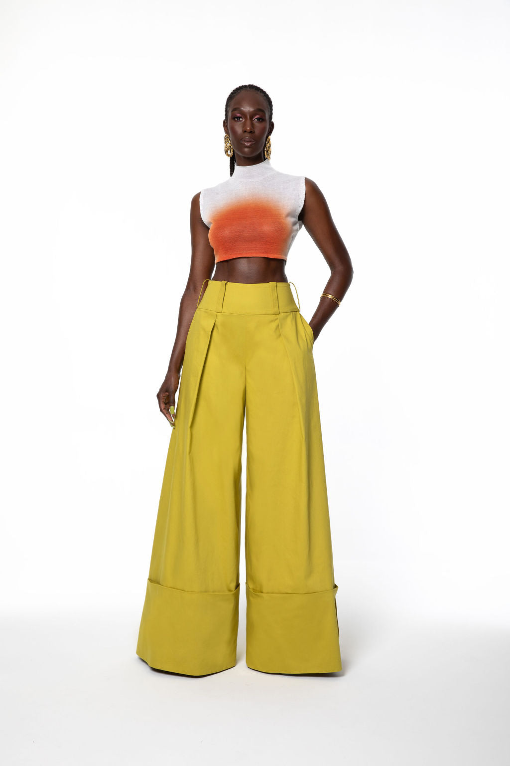 Yellow wide leg pants discount