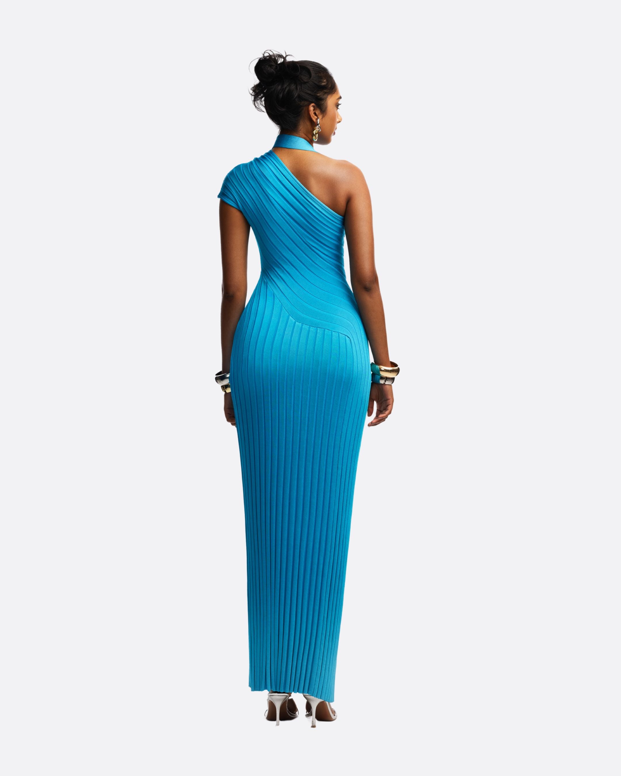 Clarise Knit Maxi Dress Azure Blue / 1XL Clarise Knit Maxi Dress Azure Blue / 1XL