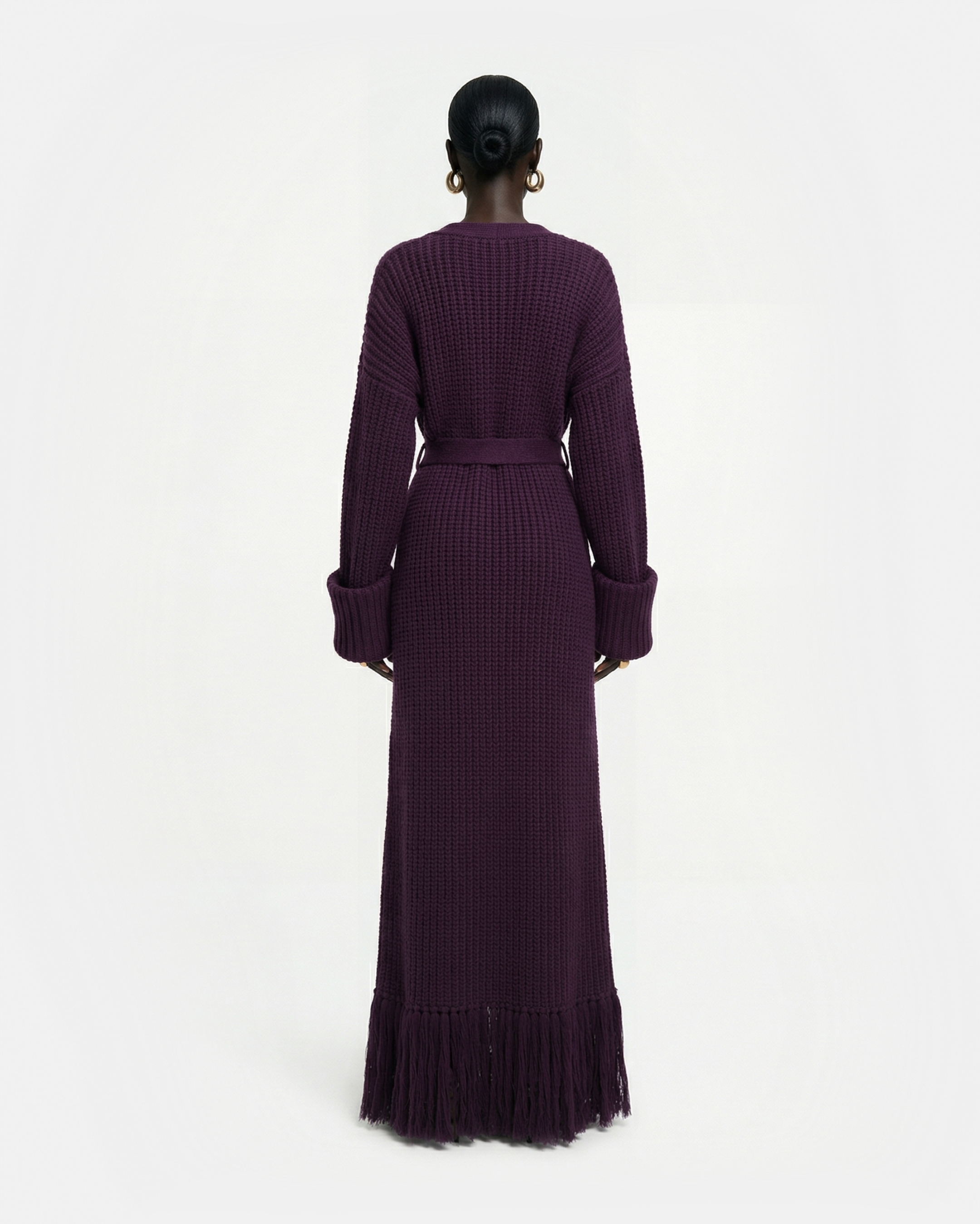 fortune + ivy madia brushed knit dress Miya Knit Cardigan Dress II Eggplant / L/XL